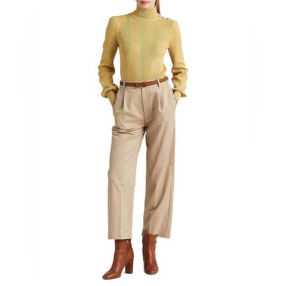 NWT Ralph Lauren Metallic Button-Trim Mockneck Sweater. - Picture 1 of 7